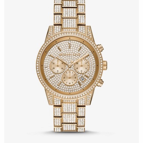 Ritz Pavé Gold-Tone Michael Kors Men’s Watch - Picture 1 of 3